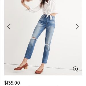 Madewell High Rise Slim Crop Boy Jean Knee Rip